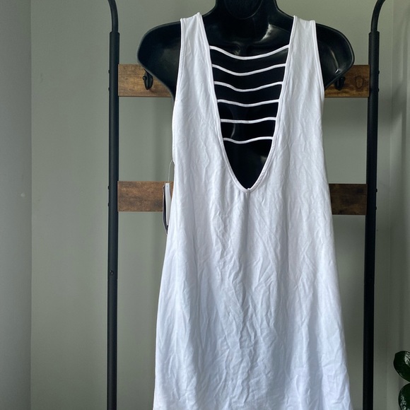 California Waves Juniors White Strappy Swim Cover-Up Dress in attic white XS - Picture 5 of 7
